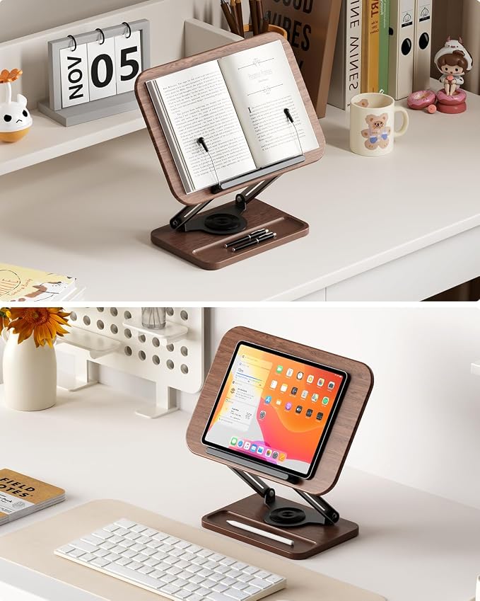 Viozon Book Stand for Reading, Book Holder 360° Rotating Base - Image 2