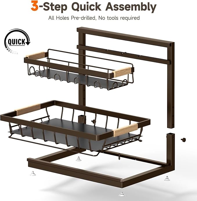 Sevenblue 2-Pack 2-Tier Height Adjustable Under Sink Organizer & Storage | - Image 7