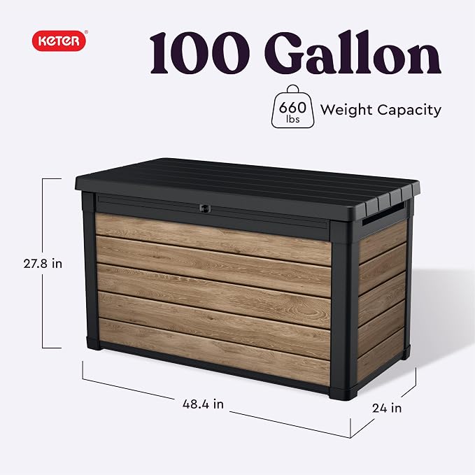 Keter Signature Collection 100 Gallon Resin Deck Box Organization Box and - Image 2