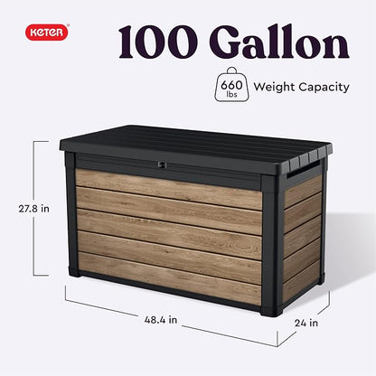 Keter Signature Collection 100 Gallon Resin Deck Box Organization Box and - Image 2