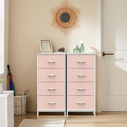 DUMOS Nightstand with 4 Drawers Bedside Table with Removable Fabric Bins Sturdy - Image 8