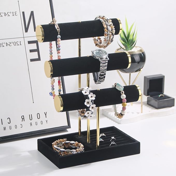 Bracelet Holder, 3 Tier Bracelet Display Holder, Detachable Velvet Jewelry - Image 3