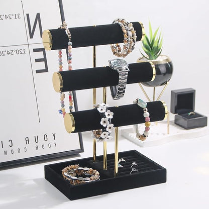 Bracelet Holder, 3 Tier Bracelet Display Holder, Detachable Velvet Jewelry - Image 3
