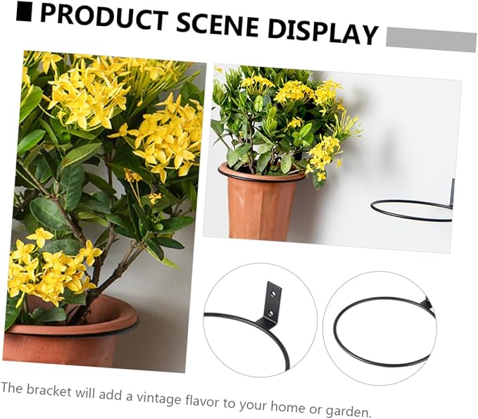 Toyvian 3pcs Iron Wall Mounted Flower Pot Holder Rings Hanging Planter Rack - Image 3