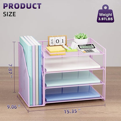 Marbrasse Desk Organizer and Accessories，4-Tier Paper Letter Tray Organizer - Image 3
