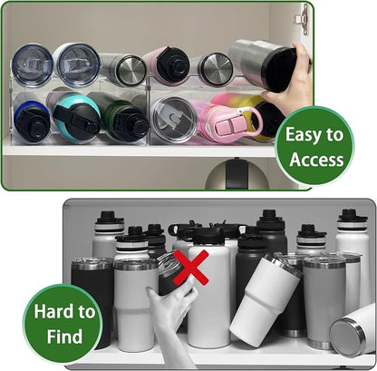 2 Pack Water Bottle Organizer, Stackable Kitchen Pantry Storage Shelf, Plastic - Image 4