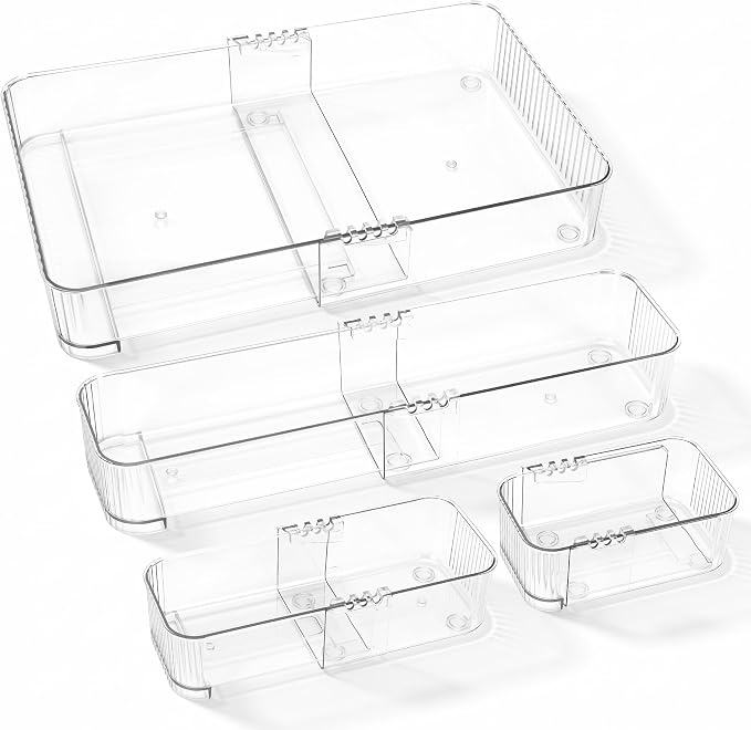 Expandable Drawer Organizer Set, 4-Piece Storage Trays by Unknown