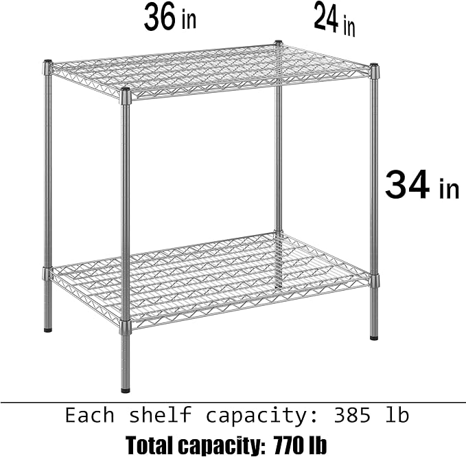 24" Deep x 36" Wide x 34" Height Wire Shelving Kit | 2-Tier | NSF Commercial - Image 3