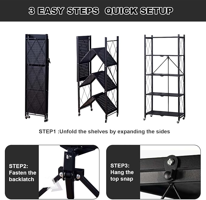 GlowSol 5 Tiers Folding Storage Shelves - Image 4
