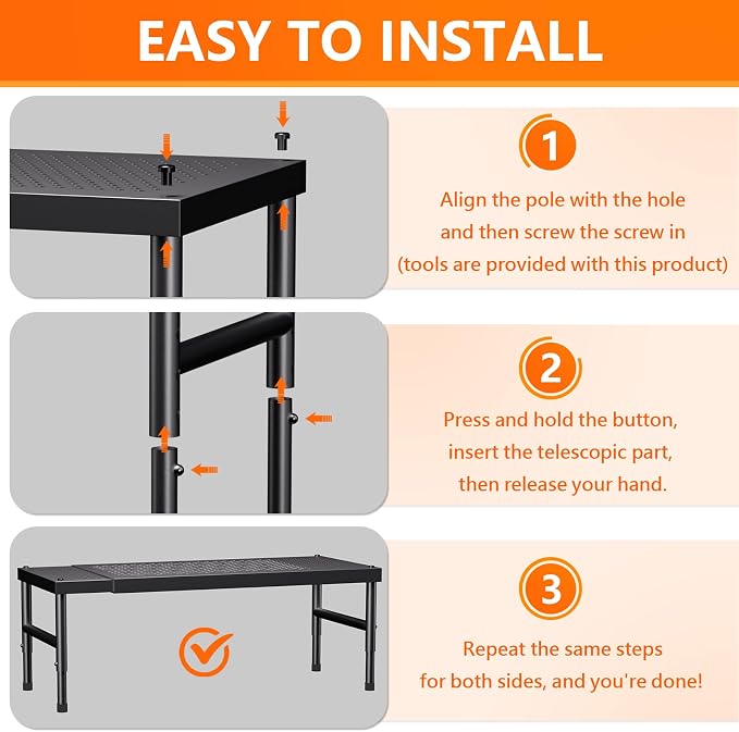 HI NINGER Expandable adjustable stackable kitchen organizer, Spice Racks - Image 5