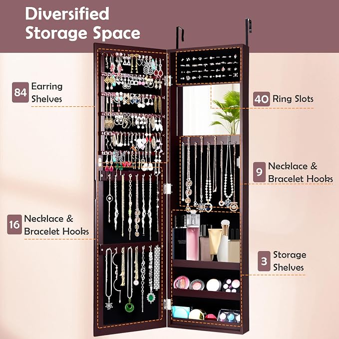 HAPPYGRILL Wall Mounted Jewelry Cabinet - Image 5