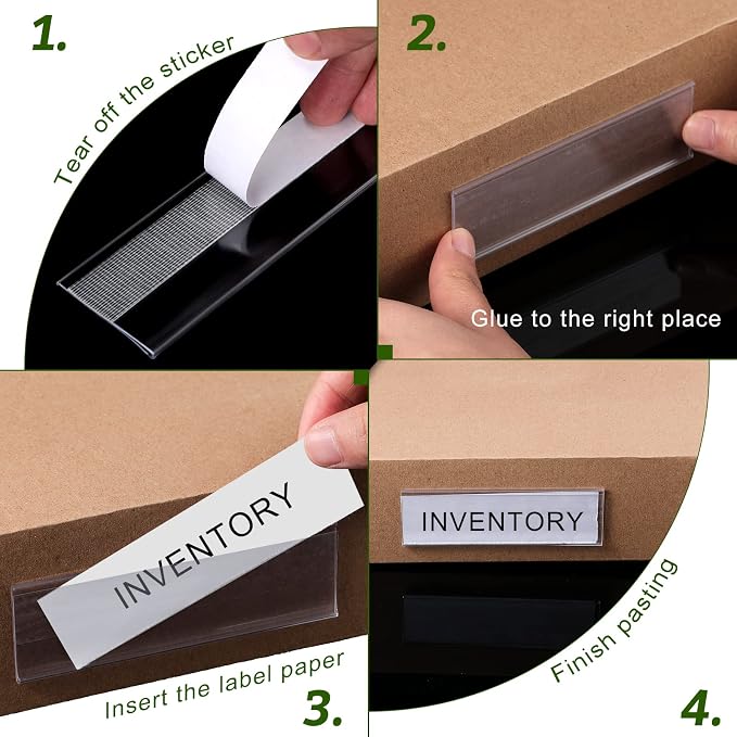 Cindeer 72 Pcs Clear Plastic Adhesive Shelf Label Holders, 3 x 1 Inch - Image 5