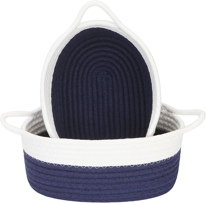 Sea Team 2-Pack Cotton Rope Baskets, Fabric Tray, Oval Open Dish by SeaTeam