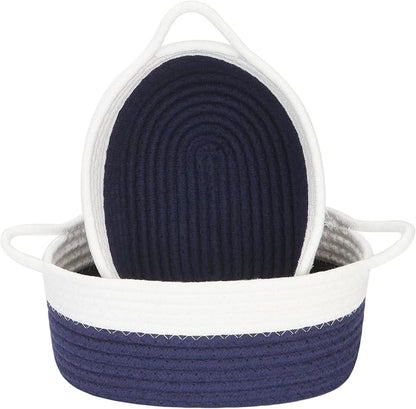 Sea Team 2-Pack Cotton Rope Baskets, Fabric Tray, Oval Open Dish by SeaTeam