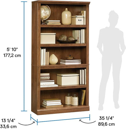 Sauder 5-Shelf Split Bookcase/ Book shelf, Oiled Oak finish - Image 3