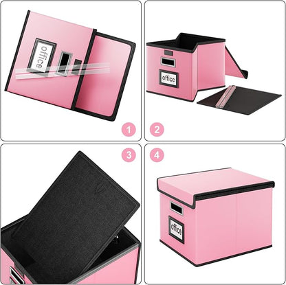 File Organizer Box with Lids, Collapsible File Folder Organizer | File Box with - Image 7