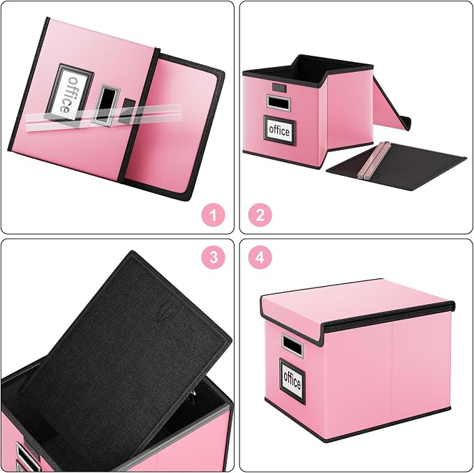 File Organizer Box with Lids, Collapsible File Folder Organizer | File Box with - Image 6