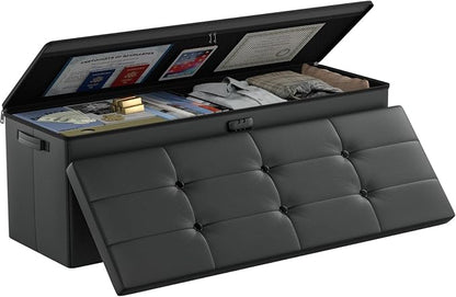 DocSafe Storage Ottoman Bench, Fireproof＆Waterproof Folding Bench by DocSafe
