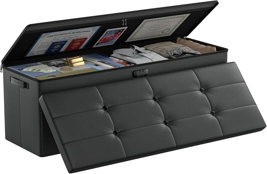 DocSafe Storage Ottoman Bench, Fireproof＆Waterproof Folding Bench by DocSafe