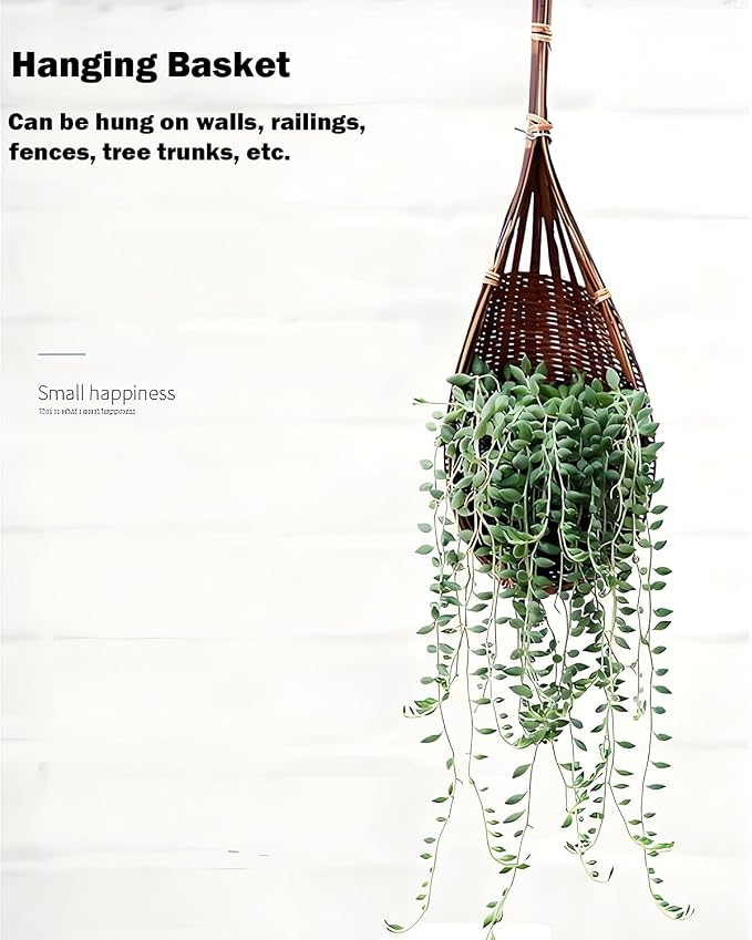 Hanging Orchid Planter: 4 Inch Handmade Bamboo Flower Basket -5Pcs | Wall Plant - Image 4