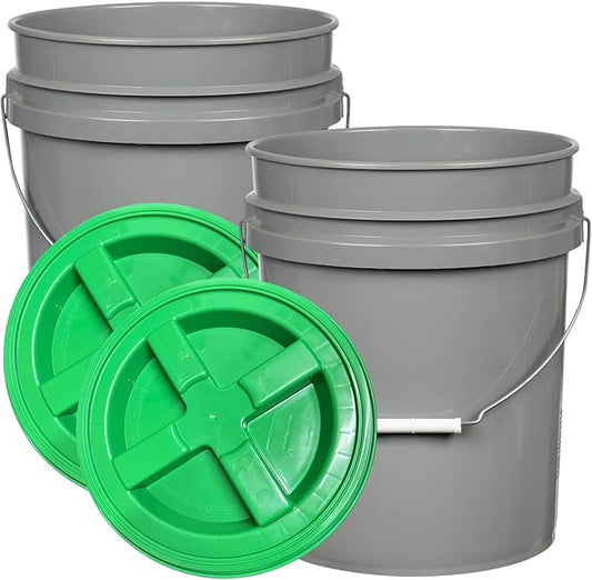 House Naturals 5 Gallon Food Grade BPA Free Made in USA Pails Gray Bucket by House+Naturals