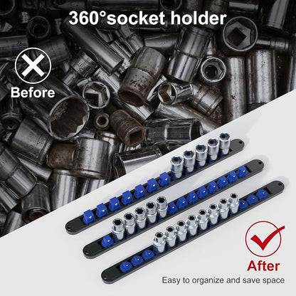 FivePears 3PCS 360° Socket Organizer Twist Lock, 3/8 1/4 1/2 Socket Storage - Image 5