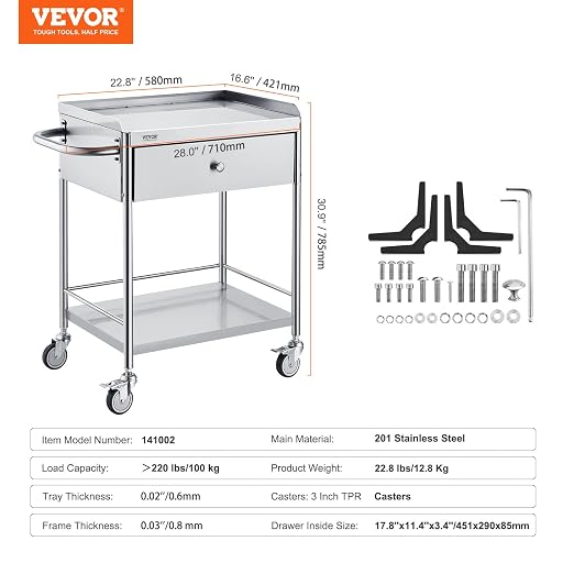 VEVOR Stainless Steel Utility Cart - Image 7