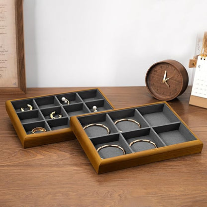 Oirlv Solid Wood 12 Grid Jewelry Organizer Tray Jewelry Drawer Organizer - Image 4