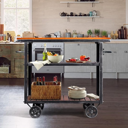 Diwhy Industrial 3 Tier Rolling Utility Storage Cart Wine Beverage, Metal Wine - Image 5