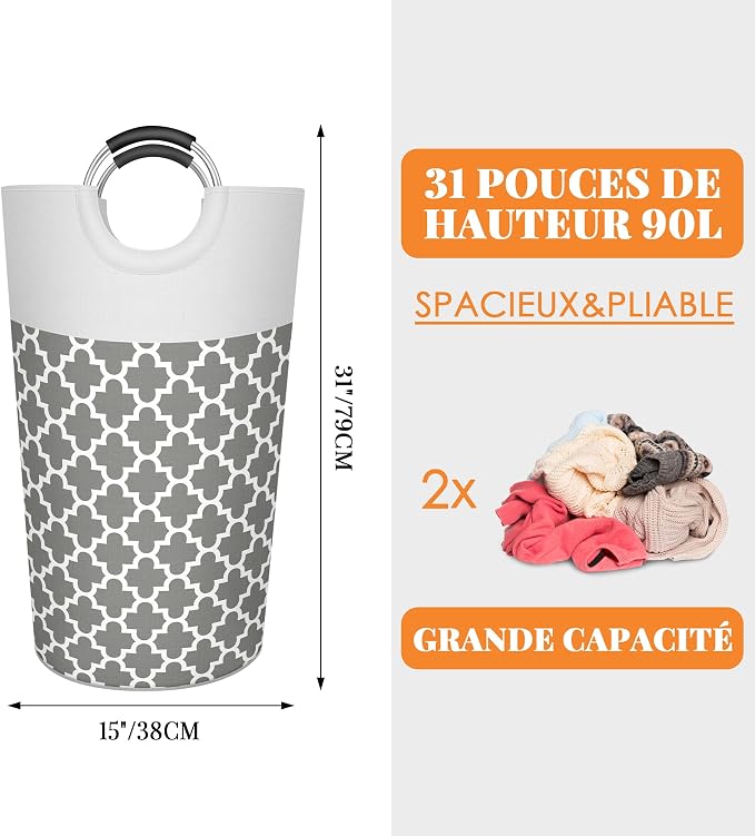 Caroeas 90L Light Laundry Basket, Waterproof Laundry Hamper, Laundry Bag - Image 2