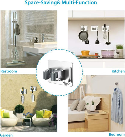 homeasy Mop Broom Holder No Drill, Mop Broom Organizer Wall Mounted Heavy Duty - Image 7