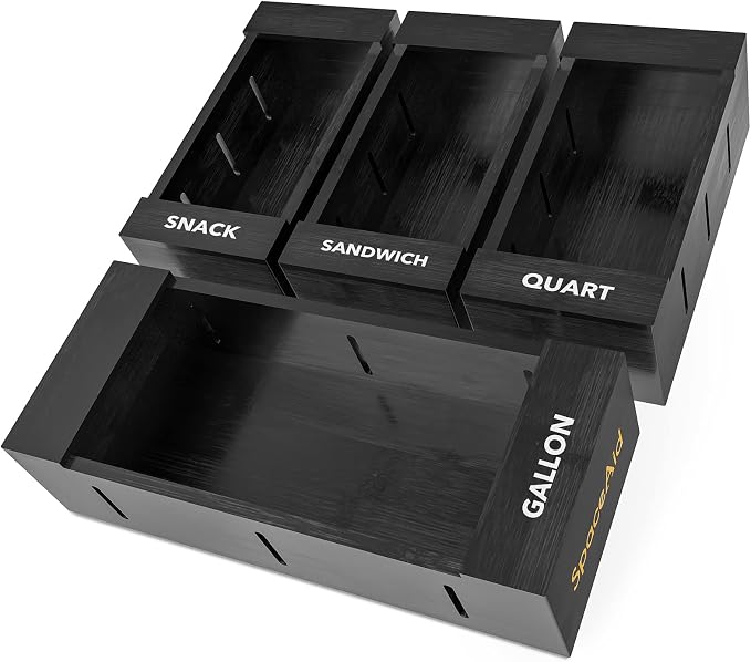 SpaceAid Bag Storage Organizer for Kitchen Drawer, Bamboo Organizer, Compatible by SpaceAid