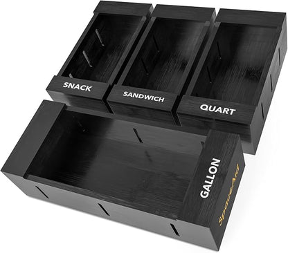 SpaceAid Bag Storage Organizer for Kitchen Drawer, Bamboo Organizer, Compatible by SpaceAid