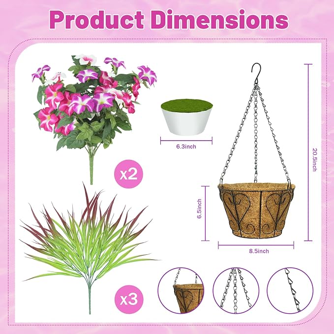 Artificial Flowers Hanging Baskets - Image 3