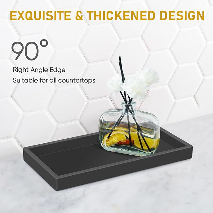 Silicone Bathroom Tray, Shatterproof Small Black Bathroom Tray, High-Grade - Image 3
