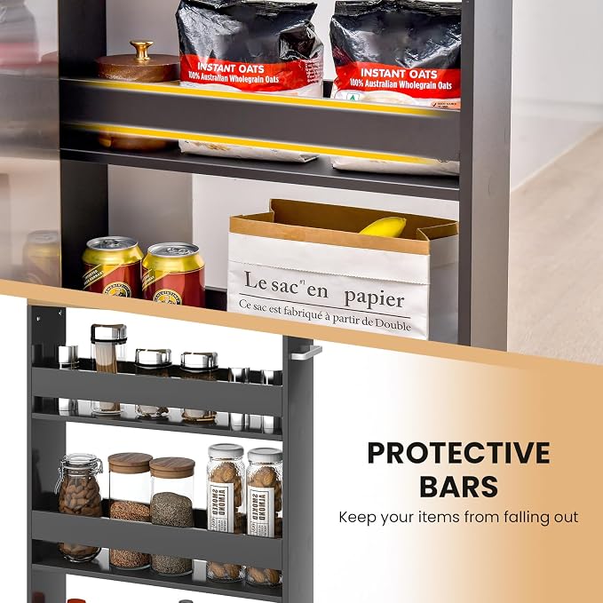 Slim Rolling Storage Cart, 4 Tier Narrow Kitchen Cart - Image 7