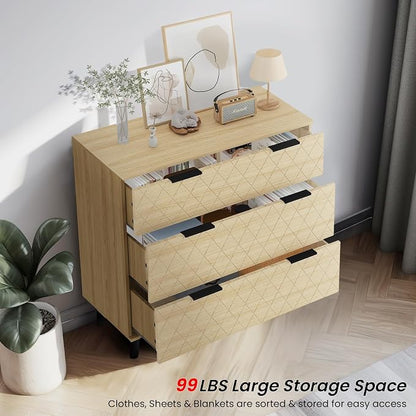 AWQM 3 Drawer Dresser for Bedroom, Large Capacity Chest of Drawers, Wood - Image 4