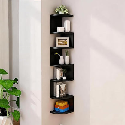 Corner Shelf Wall Mount, 7-Tier Floating Corner Bookshelf by Frawenleco
