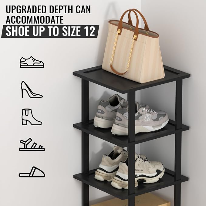 Bamboo Free Standing Shoe Rack Shelf Multi Tier Tall Wooden Stackable Shoes - Image 3