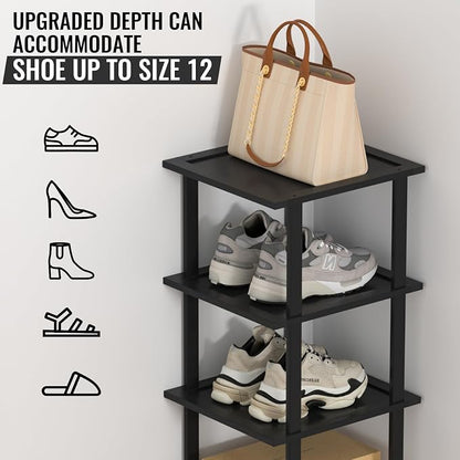 Bamboo Free Standing Shoe Rack Shelf Multi Tier Tall Wooden Stackable Shoes - Image 4