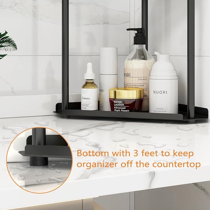 2 Tier Bathroom Counter Organizer, Vanity Organizer Corner Shelf, Makeup - Image 6