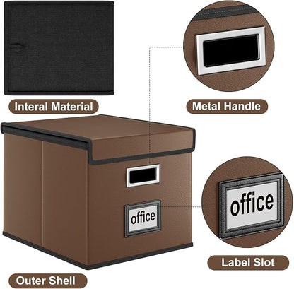 File Organizer Box with Lids, Collapsible File Folder Organizer | File Box with - Image 2