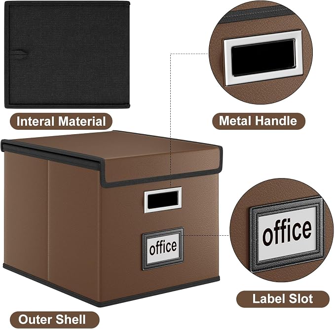 File Organizer Box with Lids, Collapsible File Folder Organizer | File Box with - Image 3