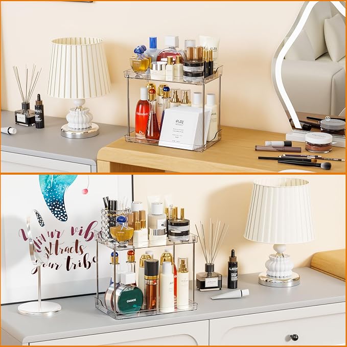 Yieach Clear Acrylic Bathroom Counter Organizers and Storage Tray, 2 Tier Makeup - Image 4