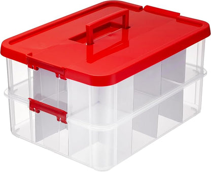 Tribello 2-Layer Christmas Ornament Storage Box Plastic - Image 6