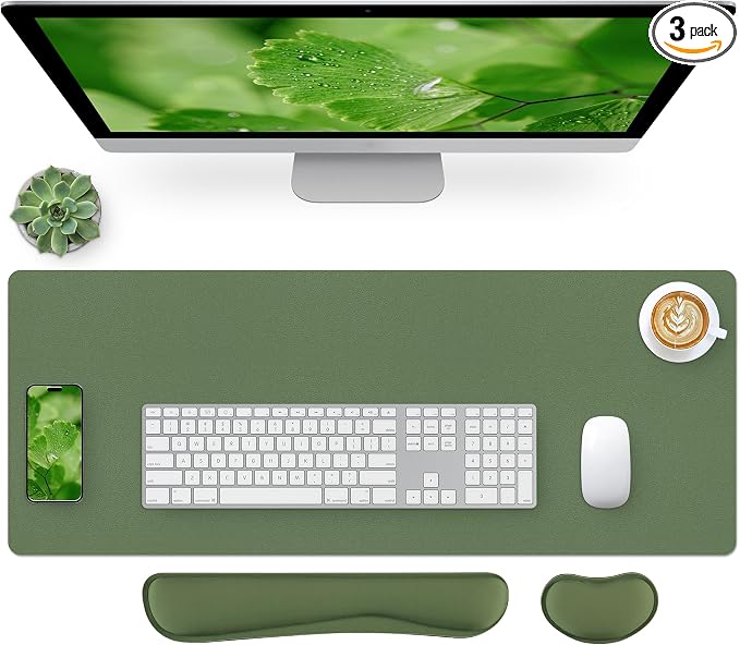 Bloss Leather Mouse Pad with Wrist Rest, Large Mousepad + Keyboard Pad by Bloss