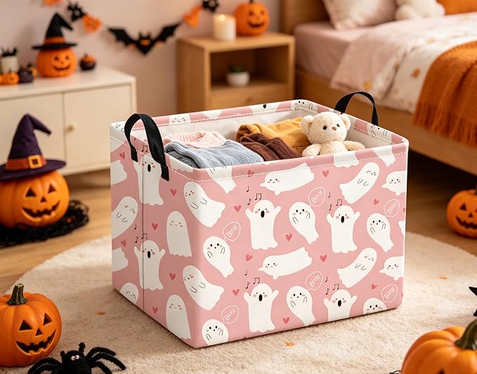 Halloween Basket Cute Baskets for Kids Pumpkin Basket Rectangular Storage Bin - Image 4