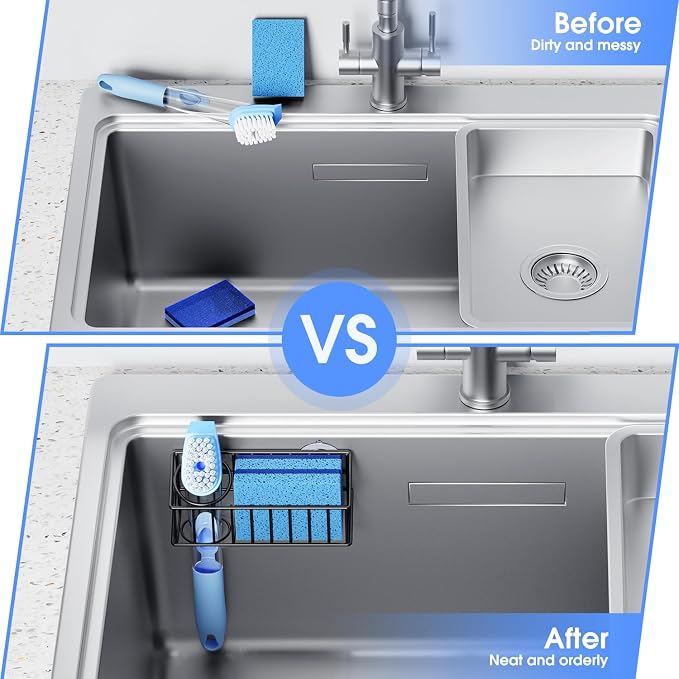 Kitchen Sink Organizer, Strong Adhesive Mount Detachable Sponge Holder - Image 5
