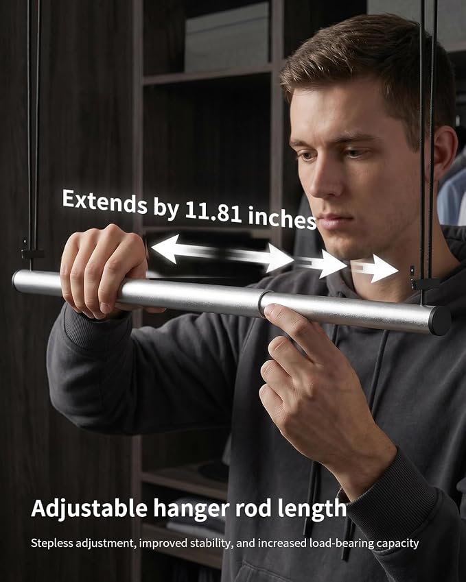 BaiNong Adjustable Closet Hanging Rod 17-30" Silver 4 Pack | Closet Rod - Image 4