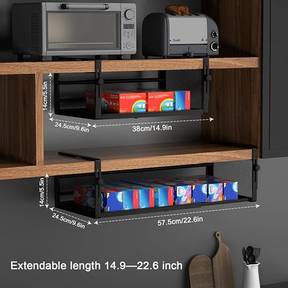AmonHouseware 2Pack Expandable Under Shelf Storage Basket Organizer, Length - Image 2